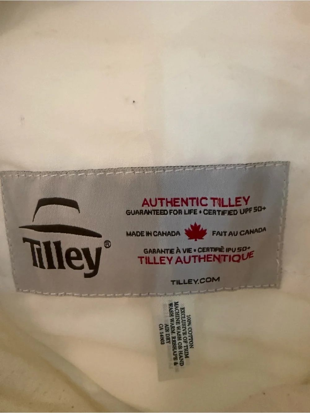 Authentic Tilley cream & green bucket hat